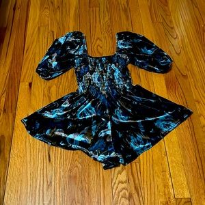 Velvet romper by Urban Outfitters. Flirty Skort